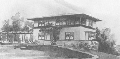 Hazel Wood Waterman _ Irving Gill, Casa para Alice Lee, San Diego, imagen exterior, c. 1906